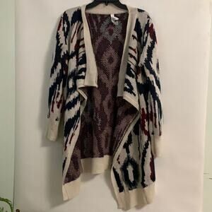 AEROPOSTALE MULTICOLORED TUNIC‎ OPEN CARDIGAN SZ M